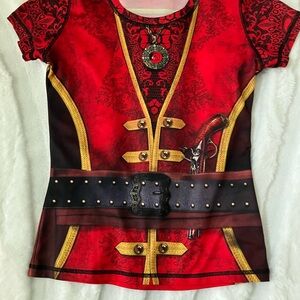 Inknburn Sz Small Red Pirate Costume Graphic Tee with Gold Trim
